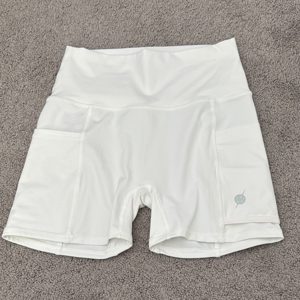 Pickletini Women's White High-Waisted Shorts
